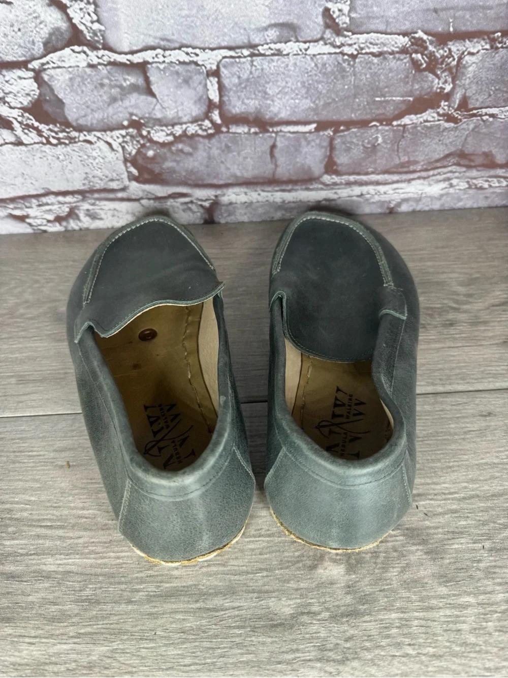 Nebula Walking Dark Green Blue Leather Slip On Loafers Shoes Women Sz 9M US/40EU